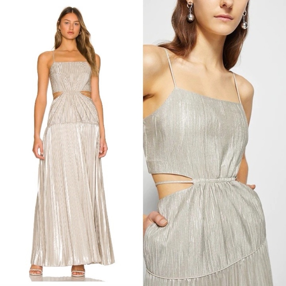 JONATHAN SIMKHAI Daisy cutout plissé-lamé maxi dress NWT